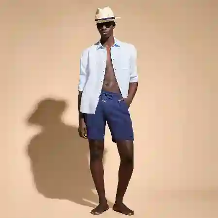 صورة Erkek Baoon Keten Bermuda